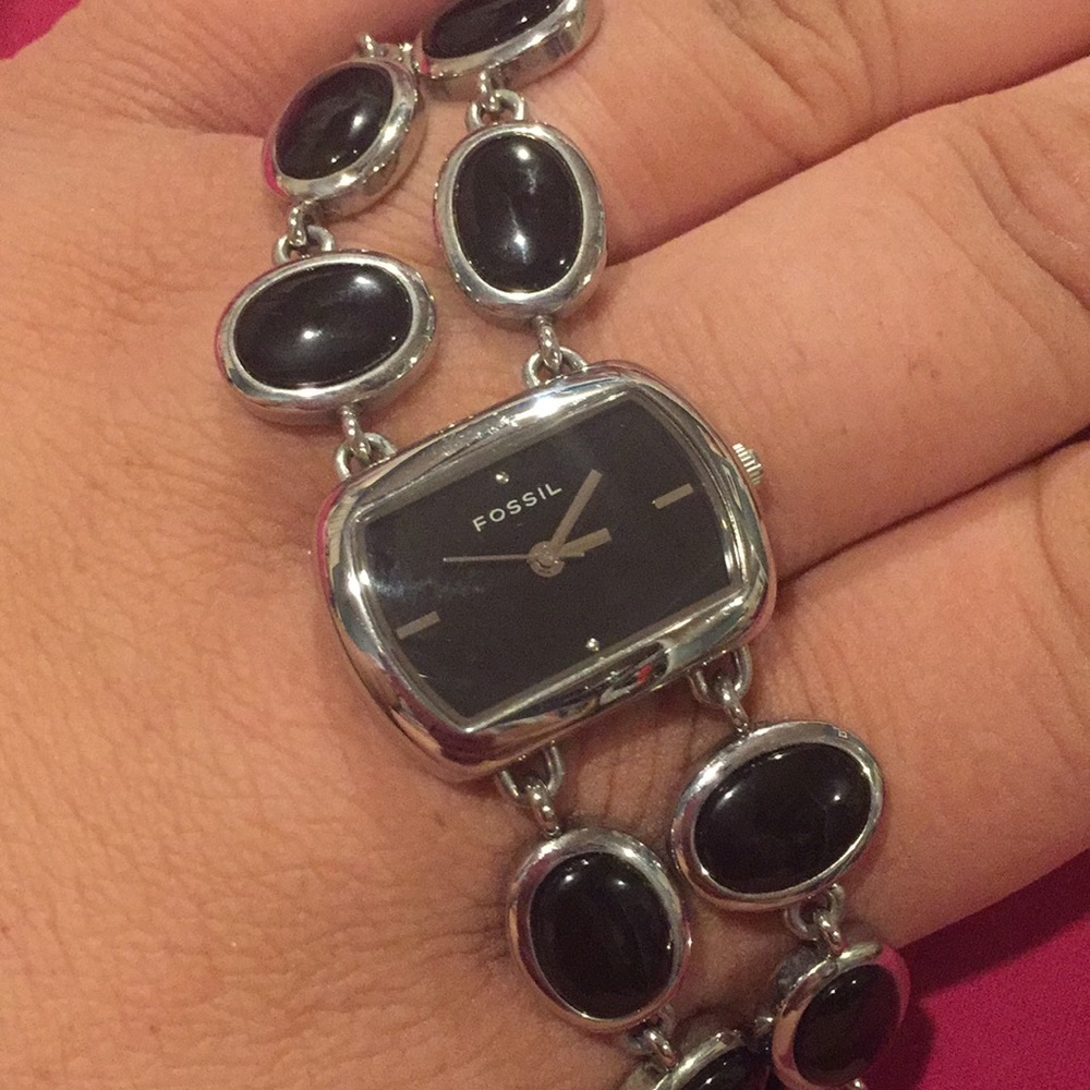 Fossil Silver & Black Bracelet Watch